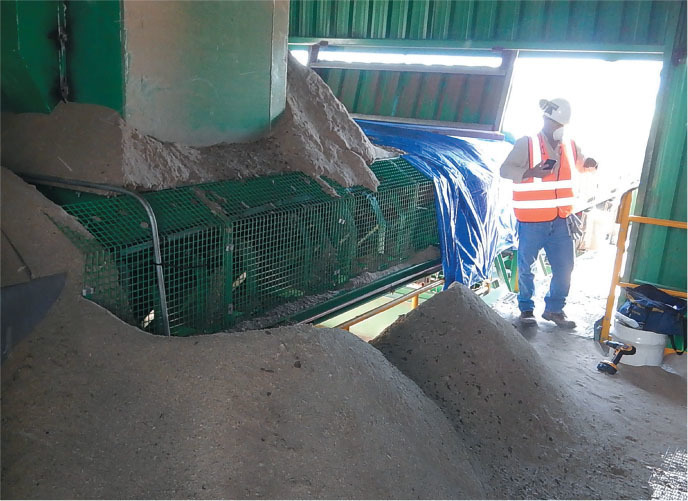 during operation the loading zone could barely be seen through the excessive dust emissions